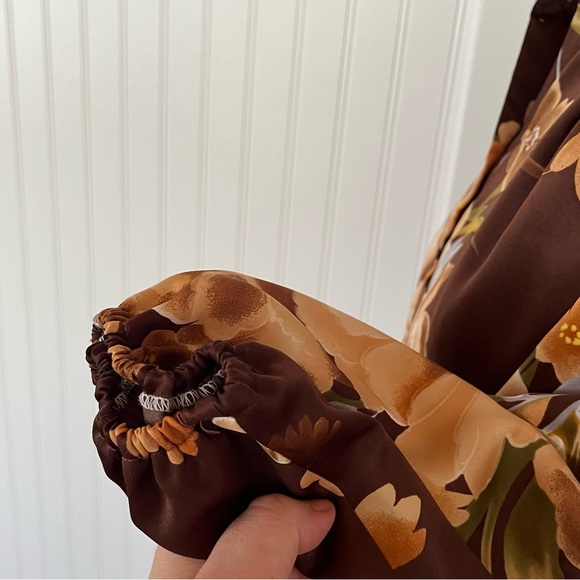 Vintage 60s 70s Brown Hawaiian Dress Casual Mumu MuuMuu House Dress Nightgown - Picture 10 of 14